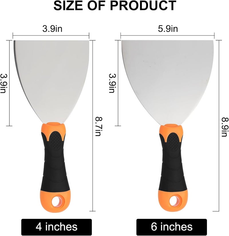 WEGAZ 2-Piece Spackle Knife Set：4"，and 6" Professional Putty Knives - Paint Scraper and Drywall Tools for Wall Repair- - Image 2
